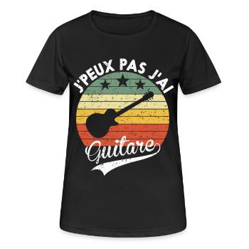 J Peux Pas J ai Guitare Cadeau pour Guitariste - T-shirt respirant Femme - noir - Devant - AI Model Female 172 light (172cm)