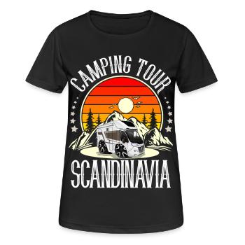 Camping Camper Campen Skandinavien - Frauen T-Shirt atmungsaktiv - Schwarz - Vorne - AI Model Female 172 light (172cm)