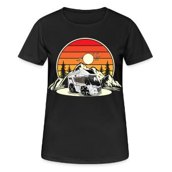 Camping Camper Campen - Frauen T-Shirt atmungsaktiv - Schwarz - Vorne - AI Model Female 172 light (172cm)