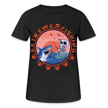 Hai Angeln Extrem - Frauen T-Shirt atmungsaktiv - Schwarz - Vorne - AI Model Female 172 light (172cm)