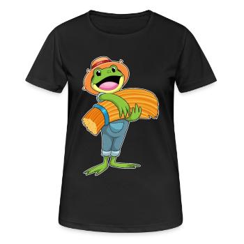 Frosch Landwirt Stroh Bauernhof - Frauen T-Shirt atmungsaktiv - Schwarz - Vorne - AI Model Female 172 light (172cm)