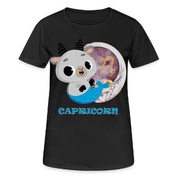 Sternzeichen Steinbock - Frauen T-Shirt atmungsaktiv - Schwarz - Vorne - AI Model Female 172 light (172cm)