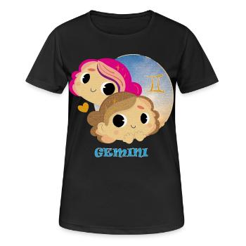 Sternzeichen Zwillinge - Frauen T-Shirt atmungsaktiv - Schwarz - Vorne - AI Model Female 172 light (172cm)