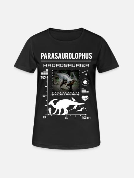 Données sur le type de dinosaure Parasaurolophus - T-shirt respirant Femme - noir