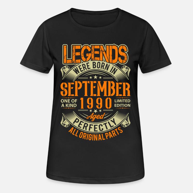 1990 Settembre Birthday Legend - Maglietta da donna traspirante - nero