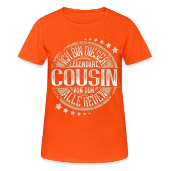 Cousin - Frauen T-Shirt atmungsaktiv - Neonorange - Vorne - AI Model Female 172 dark (172cm)