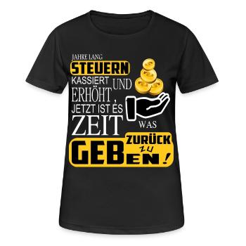 Steuern zurück geben - Frauen T-Shirt atmungsaktiv - Schwarz - Vorne - AI Model Female 172 light (172cm)