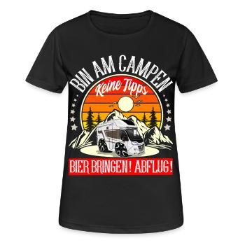 Camping Camper Campen - Frauen T-Shirt atmungsaktiv - Schwarz - Vorne - AI Model Female 172 light (172cm)