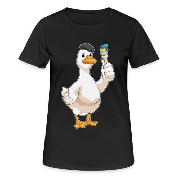 Peinture au pinceau Duck Painter - T-shirt respirant Femme - noir - Devant - AI Model Female 172 light (172cm)