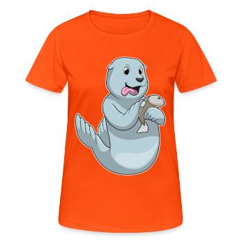 Seehund Fisch - Frauen T-Shirt atmungsaktiv - Neonorange - Vorne - AI Model Female 172 dark (172cm)