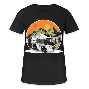 Camping Camper Campen - Frauen T-Shirt atmungsaktiv - Schwarz - Vorne - AI Model Female 172 light (172cm)