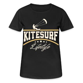 Kitesurfen Kitesurf Kitesurfer Kiteboard - Frauen T-Shirt atmungsaktiv - Schwarz - Vorne - AI Model Female 172 light (172cm)