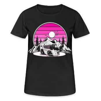 Camping Camper Campen - Frauen T-Shirt atmungsaktiv - Schwarz - Vorne - AI Model Female 172 light (172cm)