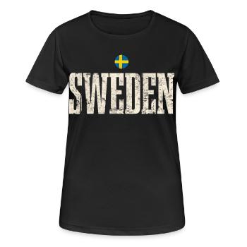 Schweden - Frauen T-Shirt atmungsaktiv - Schwarz - Vorne - AI Model Female 172 light (172cm)