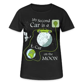 Voiture électrique sur la lune - T-shirt respirant Femme - noir - Devant - AI Model Female 172 light (172cm)