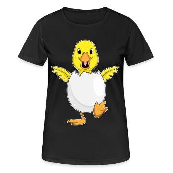 Ente Eierschale - Frauen T-Shirt atmungsaktiv - Schwarz - Vorne - AI Model Female 172 light (172cm)
