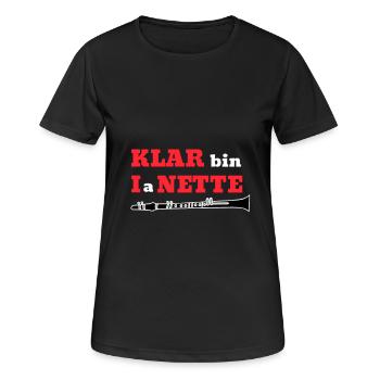 KLAR bin I a NETTE Klarinette Wortspiel - Frauen T-Shirt atmungsaktiv - Schwarz - Vorne - AI Model Female 172 light (172cm)