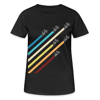 Vélo de route avec des rayures colorées - T-shirt respirant Femme - noir - Devant - AI Model Female 172 light (172cm)