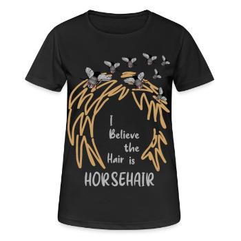 Ich glaube, das Haar ist Pferdehaar. - Frauen T-Shirt atmungsaktiv - Schwarz - Vorne - AI Model Female 172 light (172cm)