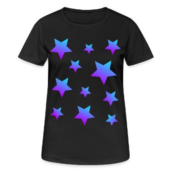 Sterne Sternenpaket Blau-lila - Frauen T-Shirt atmungsaktiv - Schwarz - Vorne - AI Model Female 172 light (172cm)