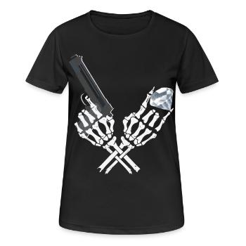 Gangster Skelett - Frauen T-Shirt atmungsaktiv - Schwarz - Vorne - AI Model Female 172 light (172cm)
