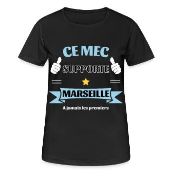 Ce mec supporte Marseille - T-shirt respirant Femme - noir - Devant - AI Model Female 172 light (172cm)