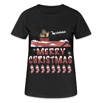 Frohes Fest zu Hause - Frauen T-Shirt atmungsaktiv - Schwarz - Vorne - AI Model Female 172 light (172cm)