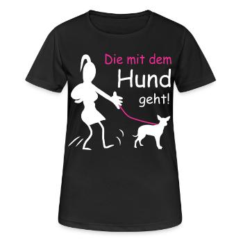 Die mit dem Hund geht - Frauen T-Shirt atmungsaktiv - Schwarz - Vorne - AI Model Female 172 light (172cm)