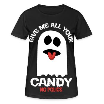 Donnez-moi tous vos bonbons - pas de police - T-shirt respirant Femme - noir - Devant - AI Model Female 172 light (172cm)