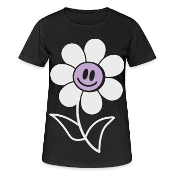 Fleur souriante - T-shirt respirant Femme - noir - Devant - AI Model Female 172 light (172cm)