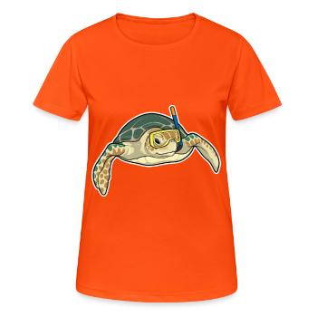 Schildkröte Taucher Schnorchel Tauchen - Frauen T-Shirt atmungsaktiv - Neonorange - Vorne - AI Model Female 172 dark (172cm)