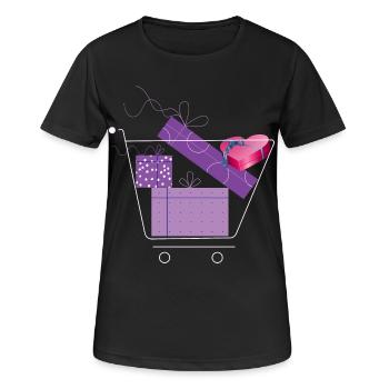 Einkaufswagen mit Geschenke - Frauen T-Shirt atmungsaktiv - Schwarz - Vorne - AI Model Female 172 light (172cm)