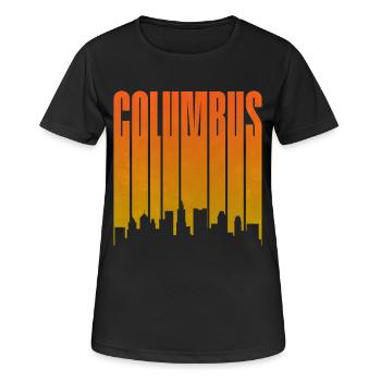Columbus Sonnenuntergang Skyline - Frauen T-Shirt atmungsaktiv - Schwarz - Vorne - AI Model Female 172 light (172cm)