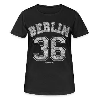 Berlin 36 Kreuzberg - Frauen T-Shirt atmungsaktiv - Schwarz - Vorne - AI Model Female 172 light (172cm)