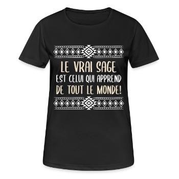 Le vrai sage - T-shirt respirant Femme - noir - Devant - AI Model Female 172 light (172cm)