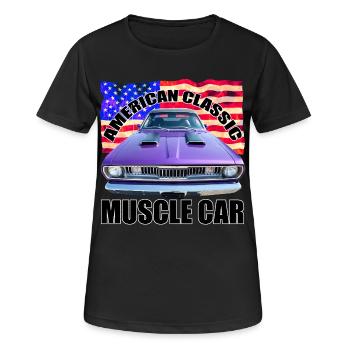 American Classic Muscle Car R6Z - Frauen T-Shirt atmungsaktiv - Schwarz - Vorne - AI Model Female 172 light (172cm)