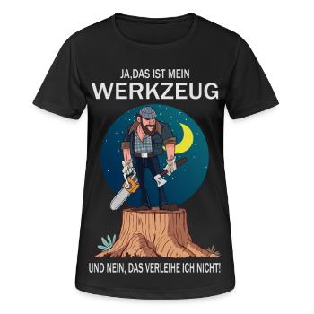 Holzfäller und sein Werkzeug - Frauen T-Shirt atmungsaktiv - Schwarz - Vorne - AI Model Female 172 light (172cm)