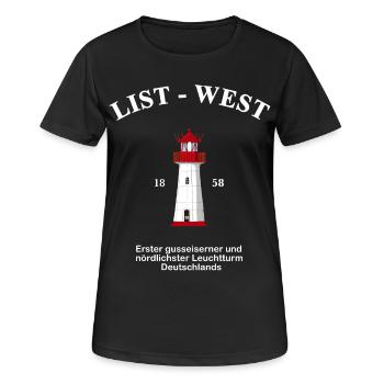 Leuchtturm List-West, Zeichnung mit Information - Frauen T-Shirt atmungsaktiv - Schwarz - Vorne - AI Model Female 172 light (172cm)