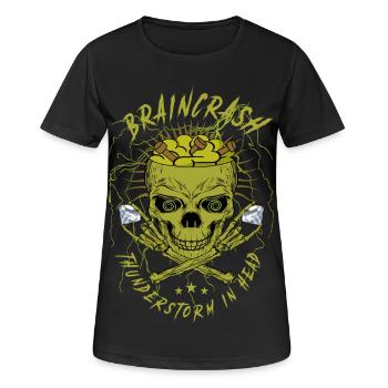 Gehirn Chaos Totenkopf - Frauen T-Shirt atmungsaktiv - Schwarz - Vorne - AI Model Female 172 light (172cm)