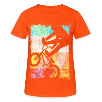 Vintage Bmx Fahrrad - Retro Bmx Rad - Bmx Bike - T-shirt respirant Femme - orange néon - Devant - AI Model Female 172 dark (172cm)