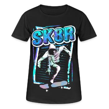 Skate | Patineur | Skateboarder | Planche à roulettes SK8 - T-shirt respirant Femme - noir - Devant - AI Model Female 172 light (172cm)