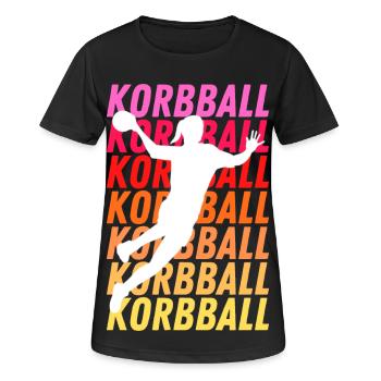 Korbball farbig - Frauen T-Shirt atmungsaktiv - Schwarz - Vorne - AI Model Female 172 light (172cm)