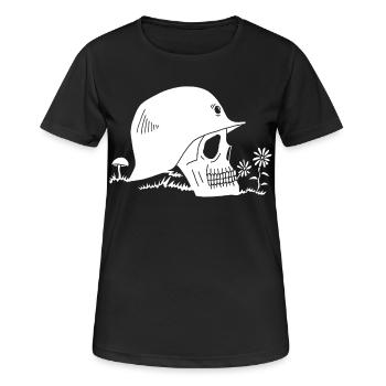 Ex-Soldat - Frauen T-Shirt atmungsaktiv - Schwarz - Vorne - AI Model Female 172 light (172cm)