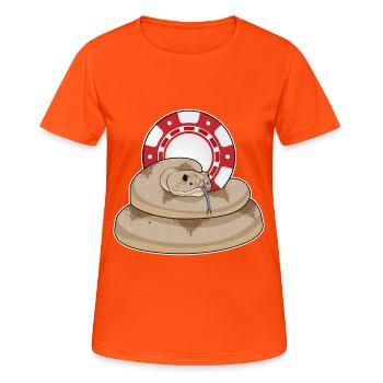Jetons de poker Snake Poker - T-shirt respirant Femme - orange néon - Devant - AI Model Female 172 dark (172cm)