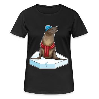 Seehund Eisscholle - Frauen T-Shirt atmungsaktiv - Schwarz - Vorne - AI Model Female 172 light (172cm)