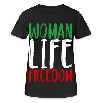Femme Vie Liberté Femmes Femmes Droits des femmes Iran - T-shirt respirant Femme - noir - Devant - AI Model Female 172 light (172cm)
