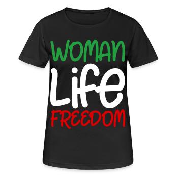 Liberté de vie de femme Iran Droits des femmes - T-shirt respirant Femme - noir - Devant - AI Model Female 172 light (172cm)