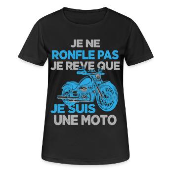 Je Ne Ronfle Pas Je Rêve Que Je Suis Une Moto - T-shirt respirant Femme - noir - Devant - AI Model Female 172 light (172cm)