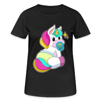Tétine Licorne - T-shirt respirant Femme - noir - Devant - AI Model Female 172 light (172cm)