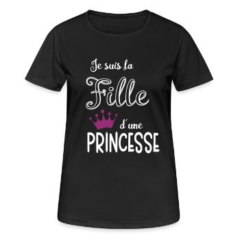 Je suis la Fille d'une Princesse - T-shirt respirant Femme - noir - Devant - AI Model Female 172 light (172cm)